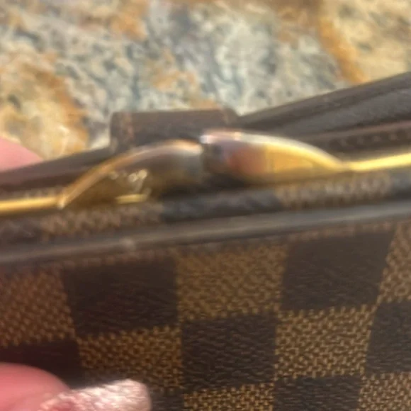 Louis Vuitton Damier Ebene French Kisslock Compact Wallet PLZ READ